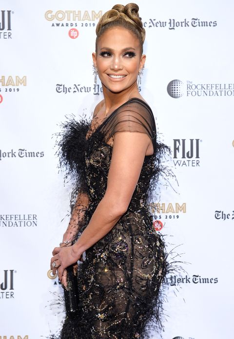 Jennifer Lopez Wears A Sheer Black Feathered Dress At Gotham ...