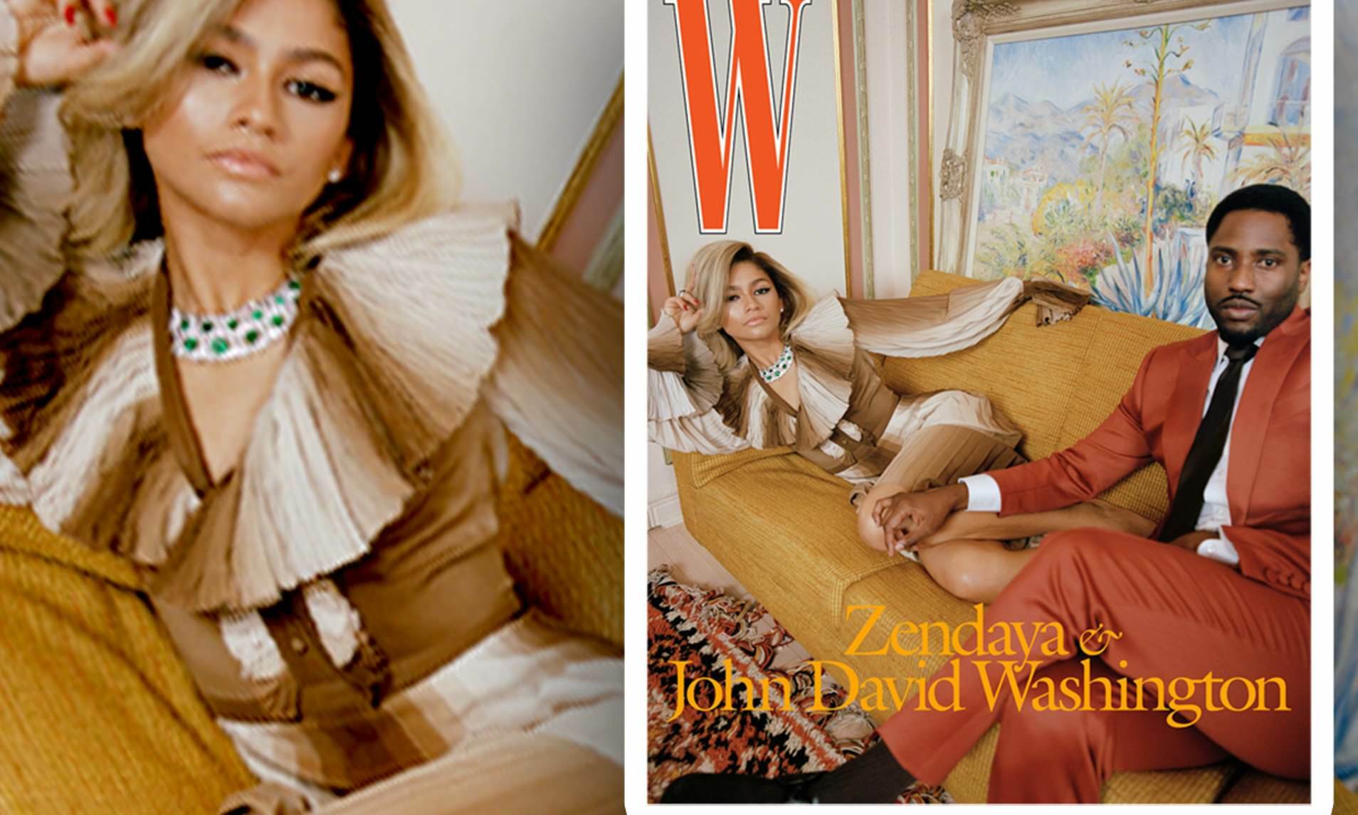 Zendaya Stuns in Gorgeous Gucci Dress on Front Cover of W Magazine with John David Washington!!!