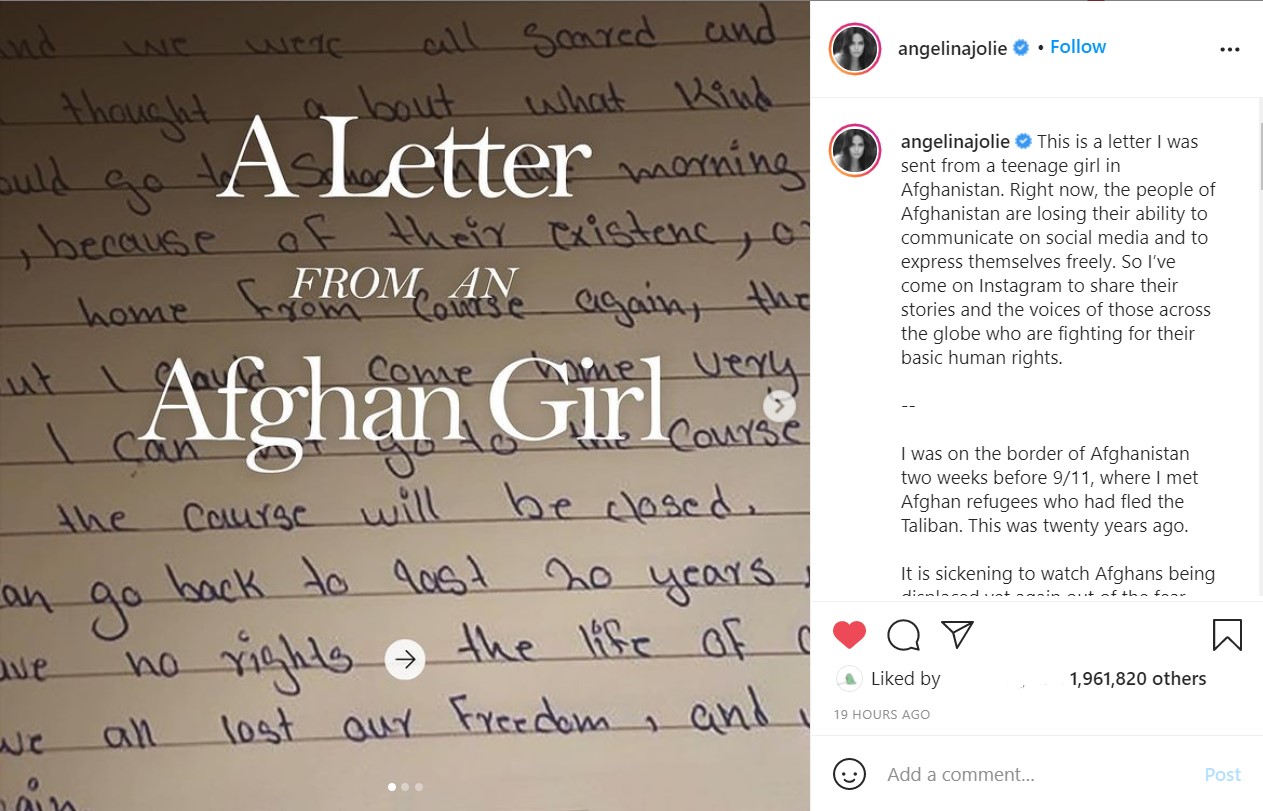 Angelina Jolie Instagram debut